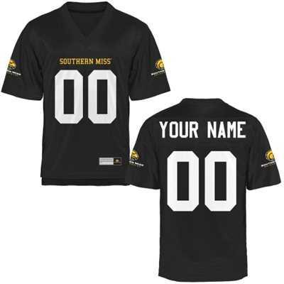 Men's Southern Miss Golden Eagles Customized Football Name & Number 2015 Black Jersey-0